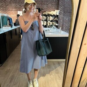 Chic Blue Gingham Midi Dress